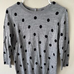 Boden Gray Sweater with Black Polka Dots